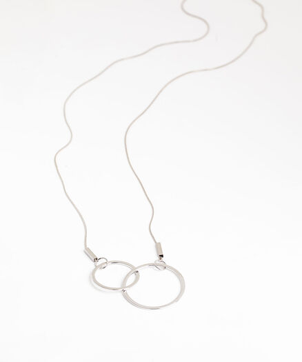 Double Circle Pendant Necklace, Silver