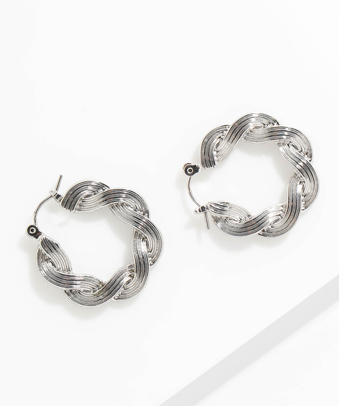 Small Textured Twisted Metal Hoops Image 1