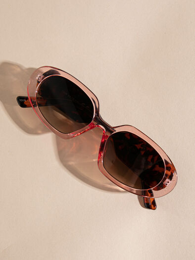 Oval Translucent Pink Sunglasses, Pink