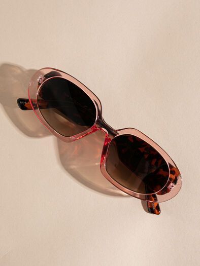 Oval Translucent Pink Sunglasses, Pink Oval Translucent Pink Sunglasses, Pink