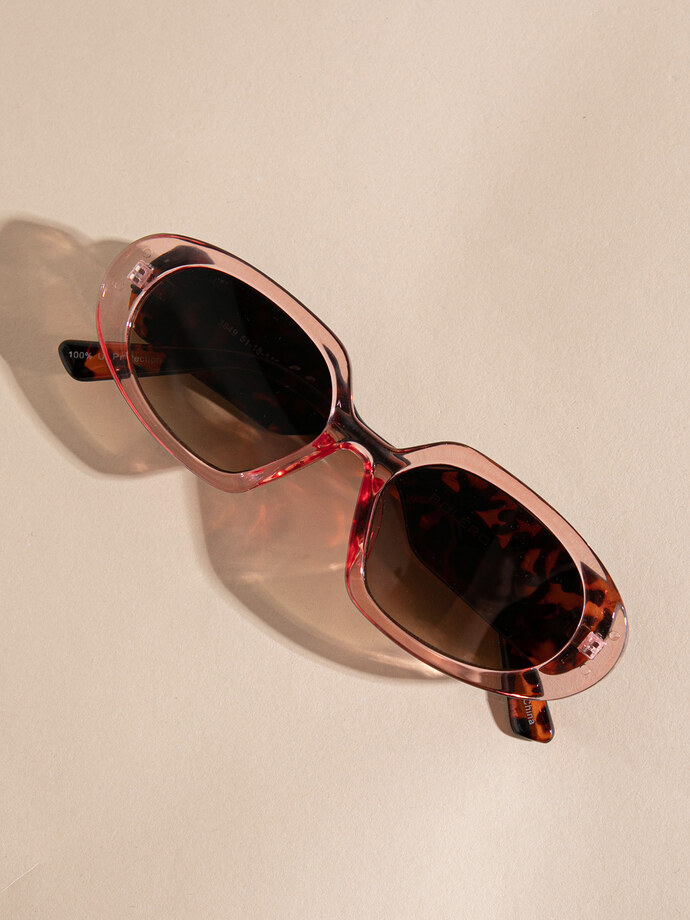 Oval Translucent Pink Sunglasses Image 1