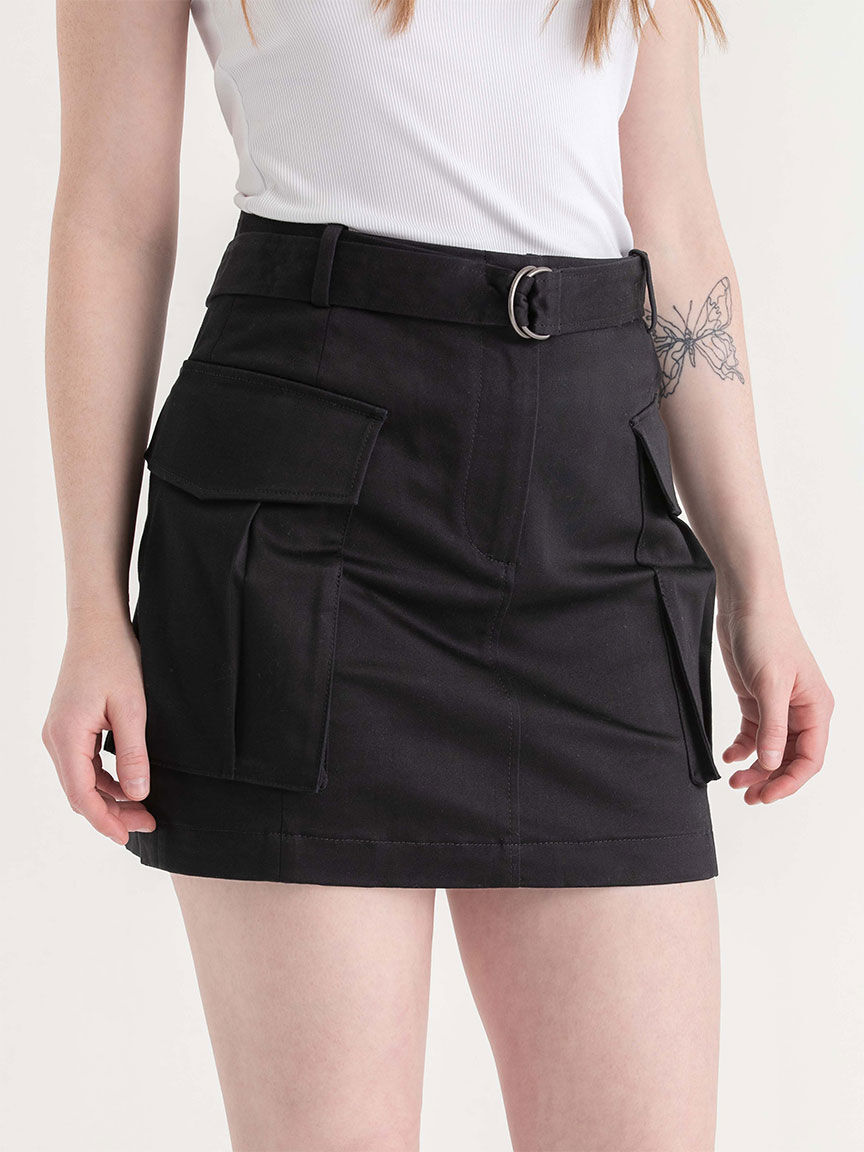 Black utility mini skirt online