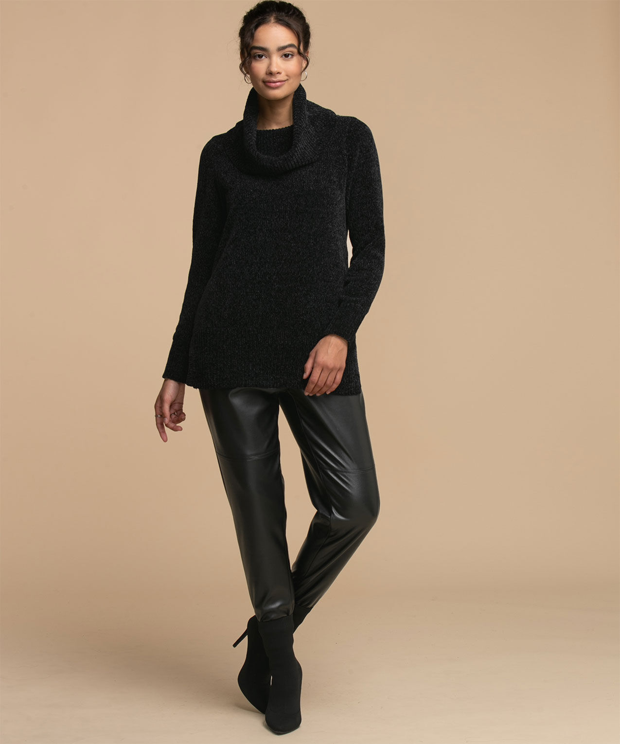 Cowl neck chenille sweater on sale