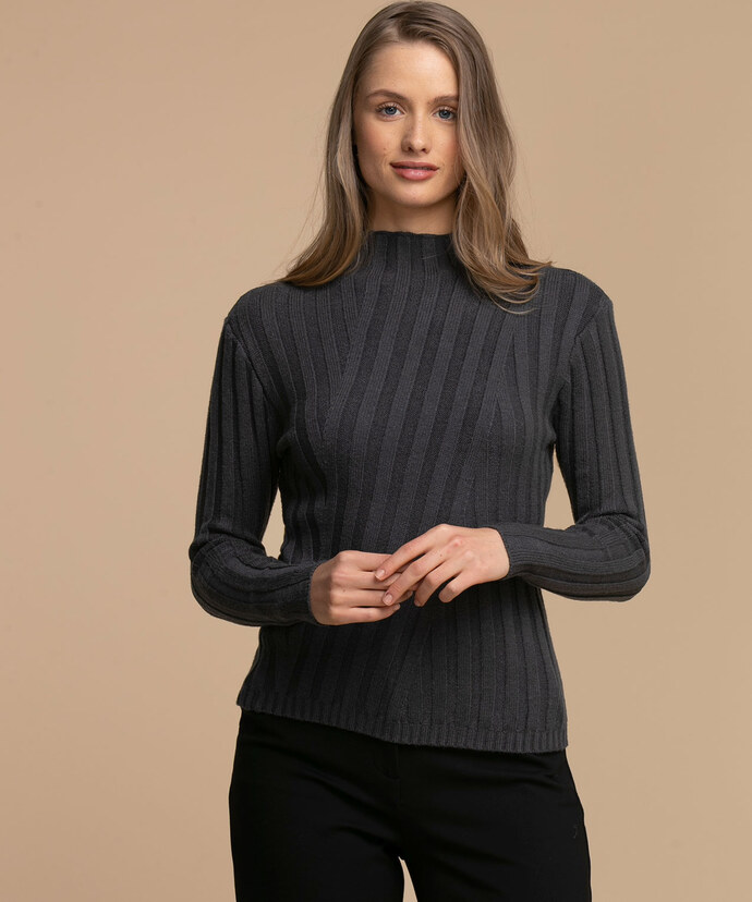 Femme By Design Ribbed Mock Neck Sweater Image 6
