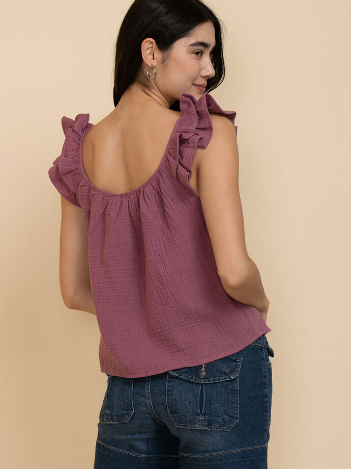 Crinkle Cotton Tank Top Image 6