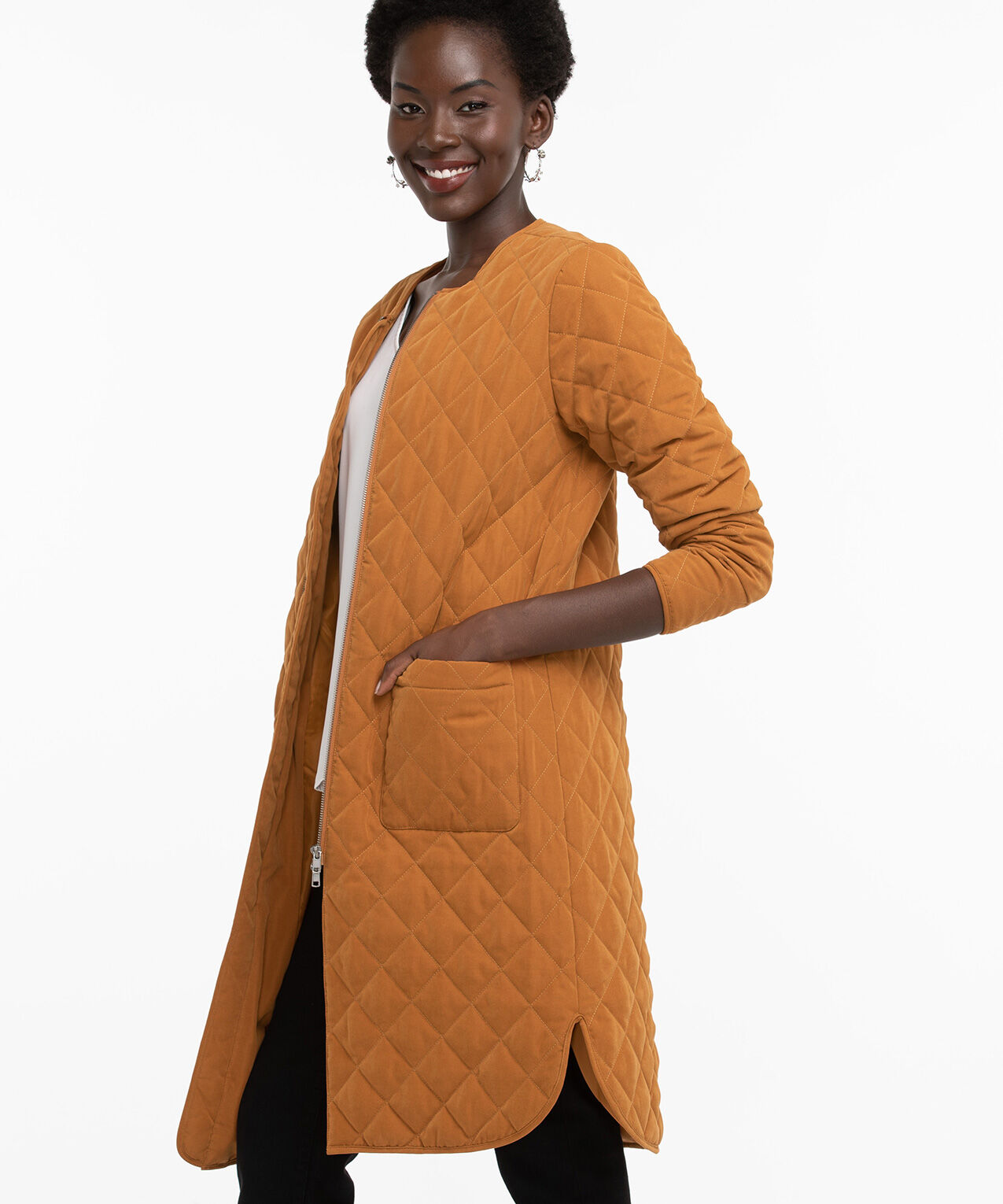 Quilted Zip Front Coat Rickis