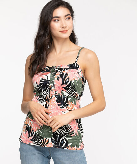 Bow Front Tank Top, Tropical Print