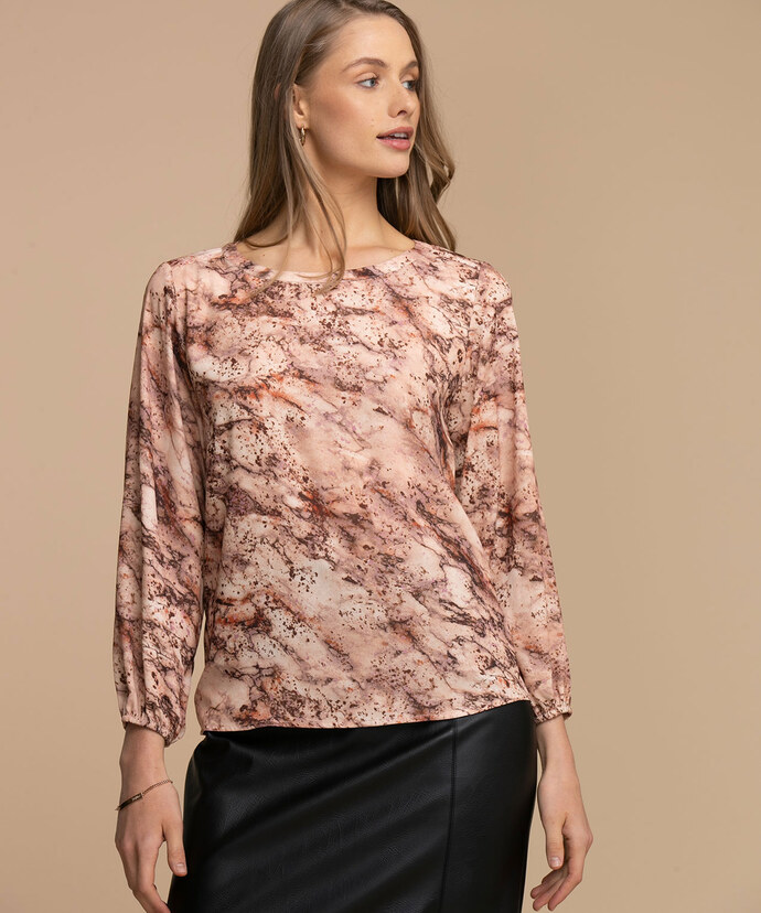 Long Puff Sleeve Scoop Neck Blouse Image 1
