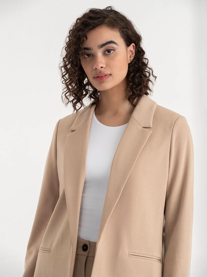 Relaxed Open Blazer in Ponte Twill Image 2