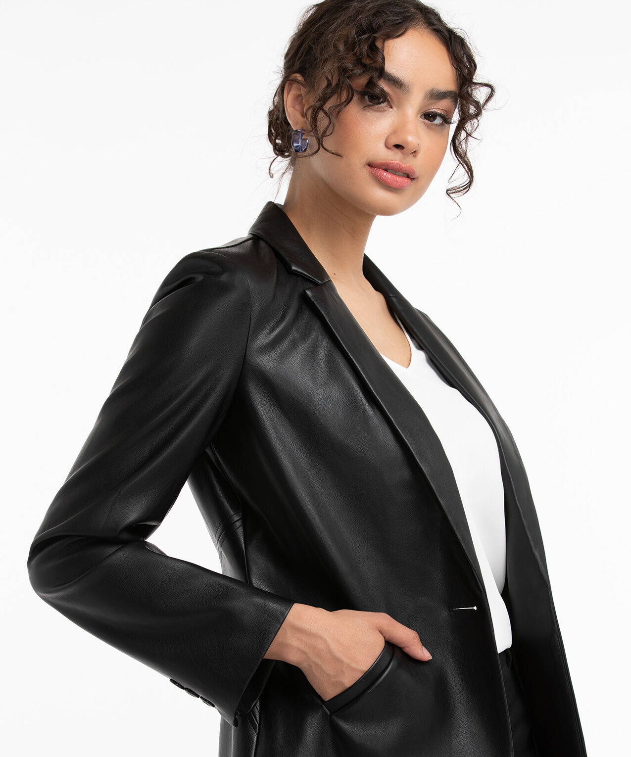Pleather blazer deals