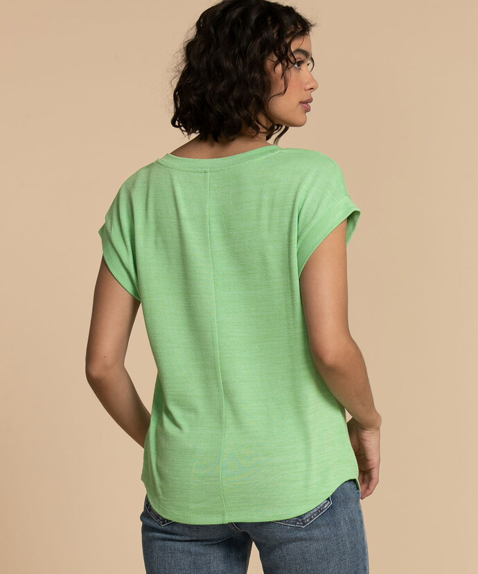 Extended V-Neck Hacci Tee Image 3