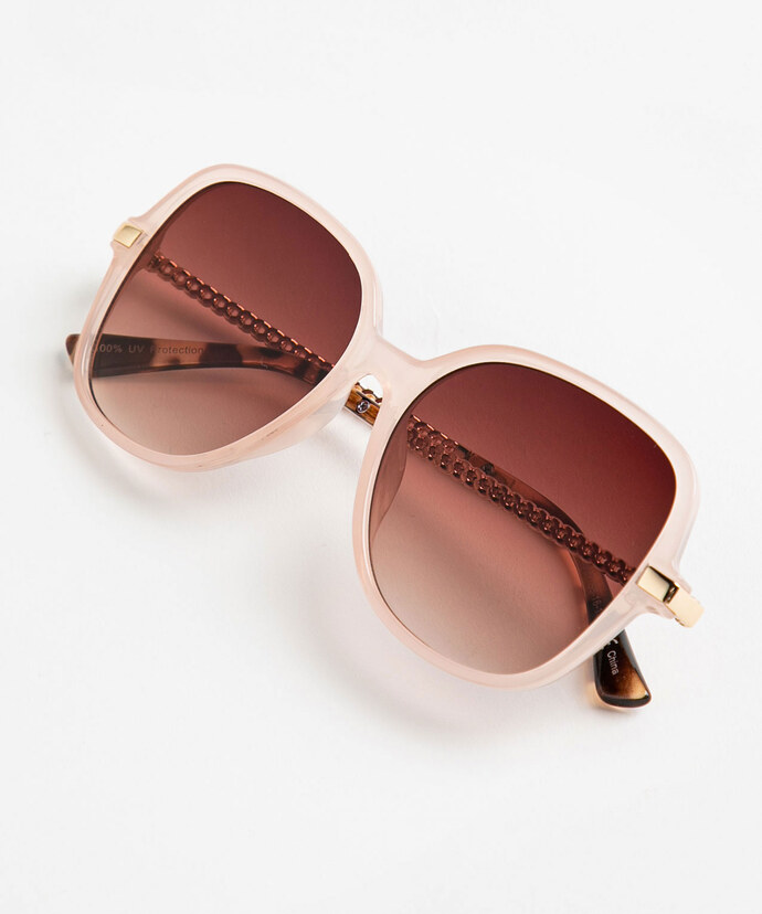 Pink Square Frame Chain Sunglasses Image 2
