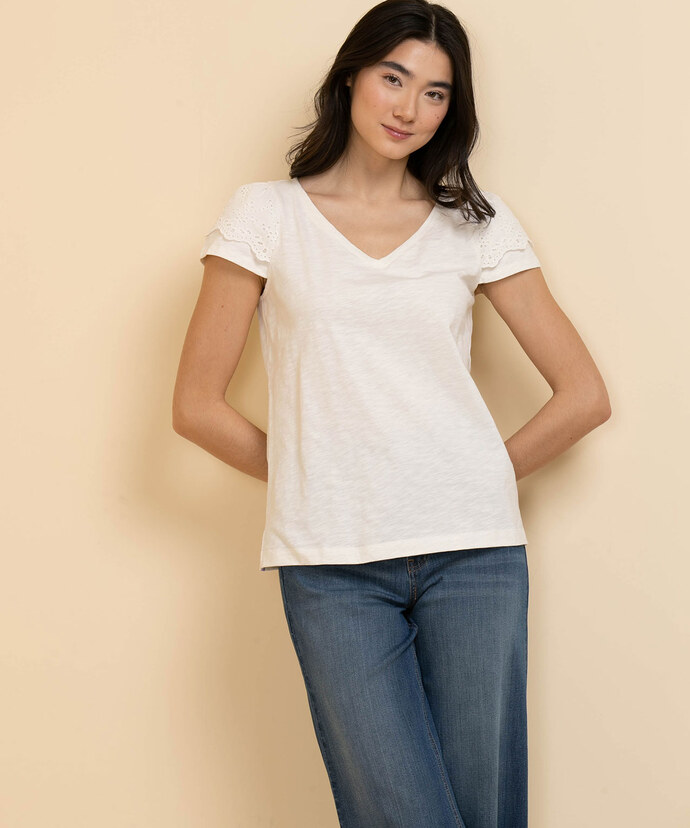 Tulip Sleeve Top with Eyelet Detail Image 2