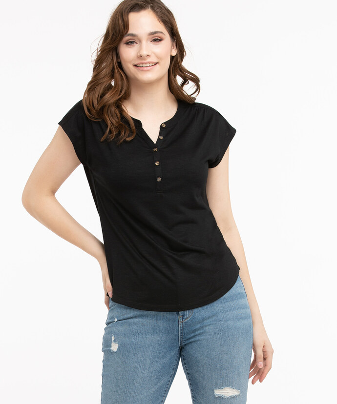Extended Sleeve Henley Top Image 1