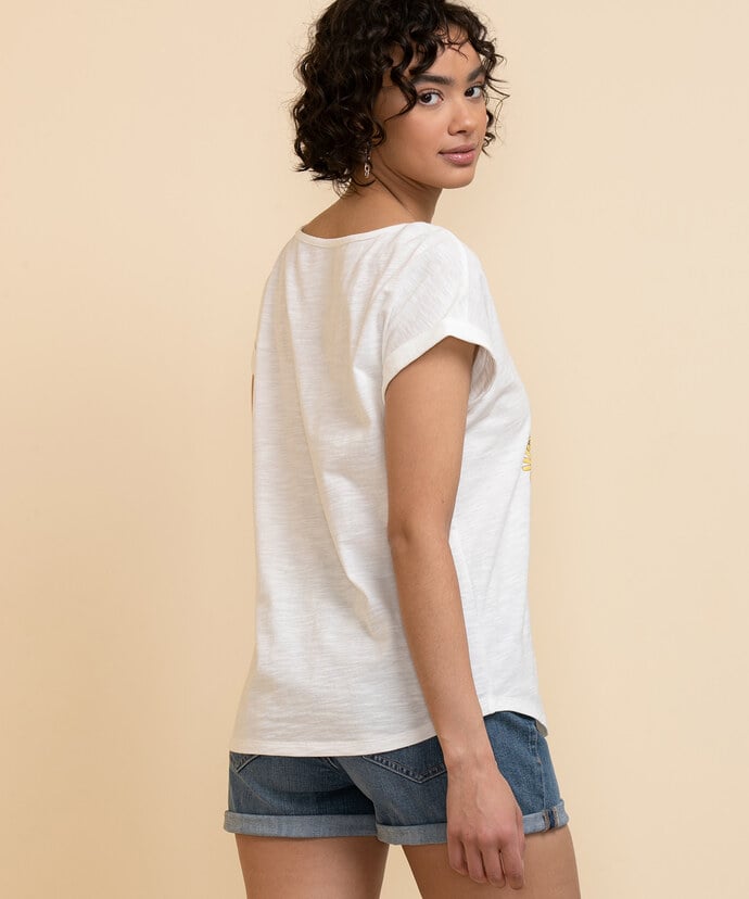 Scoop Neck Tee with Roll Back Cuff Image 4