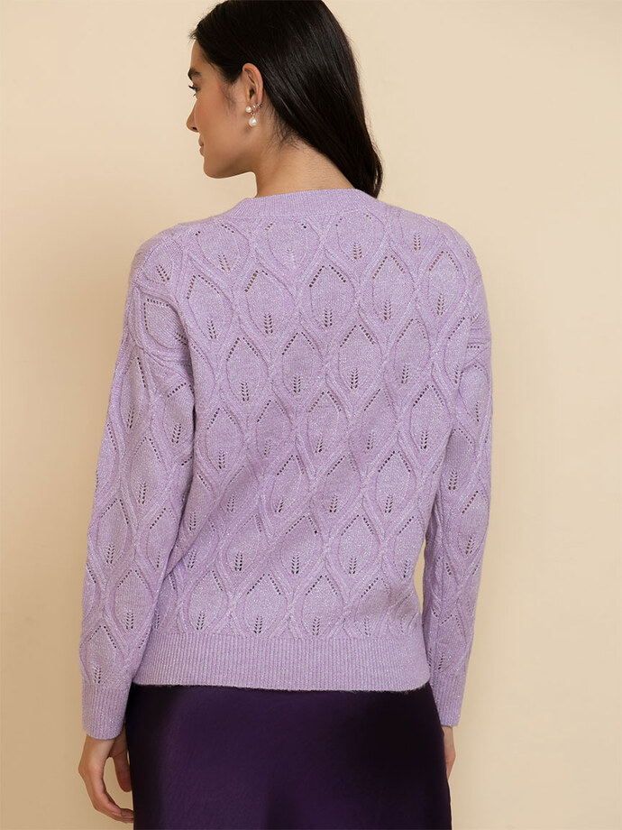 Pointelle Shimmer Pullover Sweater Image 5