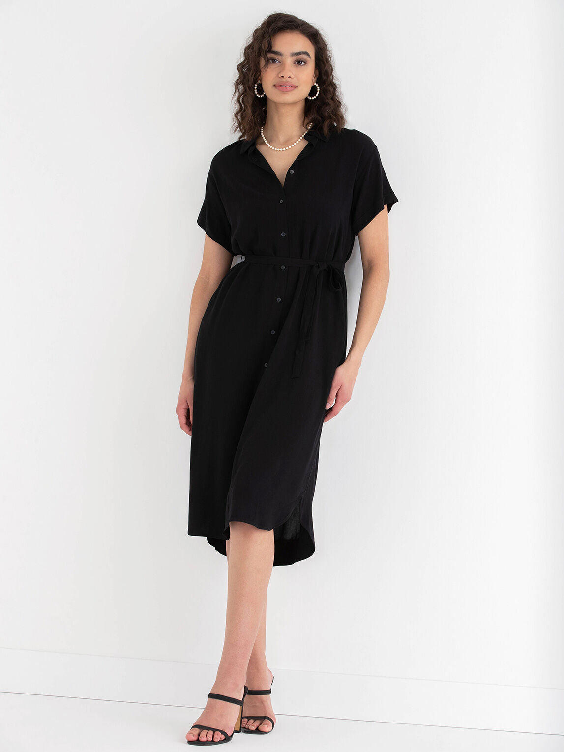 Short Sleeve Belted Shirt Dress | Rickis