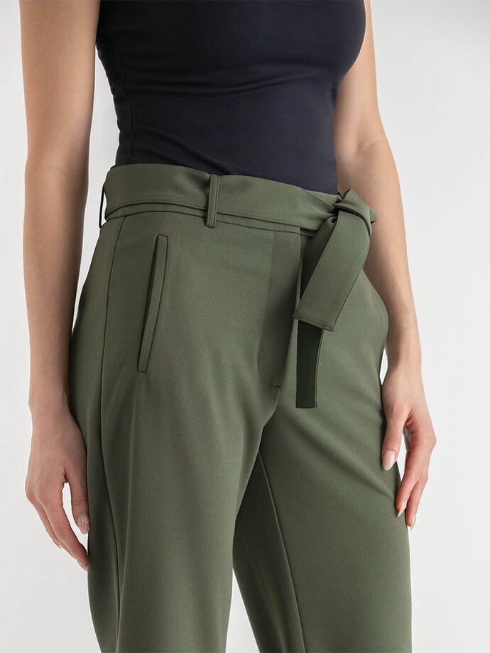 Belted Straight Crop Pant in Scuba Crepe Image 3