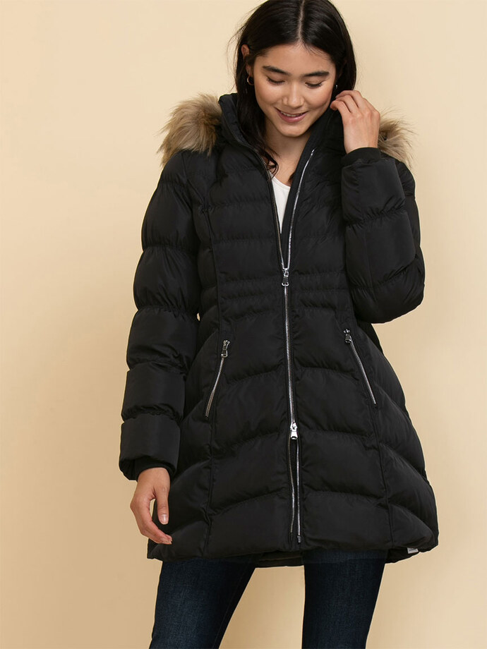 Carlyn Coat with Detachable Fur & Hood Image 5