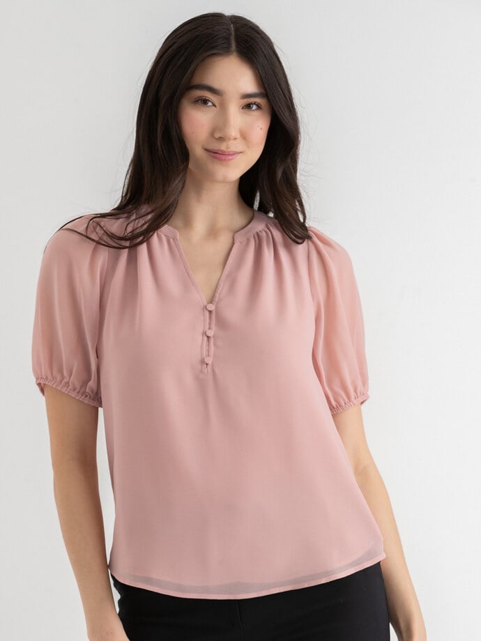 Short Sleeve Blouse with Buttons Image 6