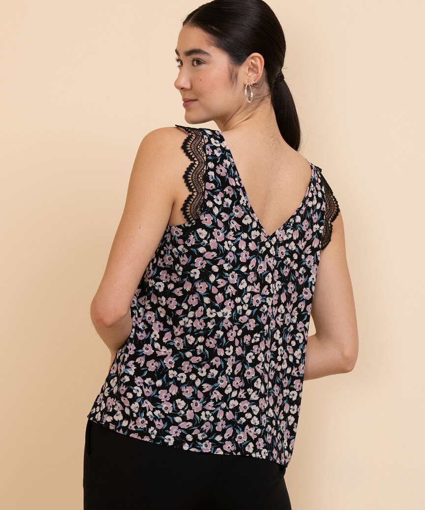 Eco Friendly Sleeveless Blouse with Lace Trim | Rickis