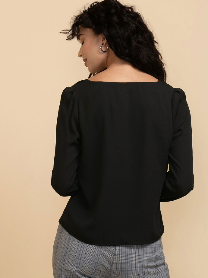 Vera Long Sleeve 2-Layer V-Neck Blouse Image 4