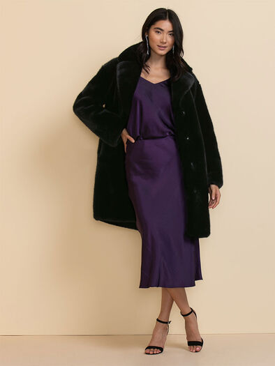 Stella Faux Fur Coat, Black