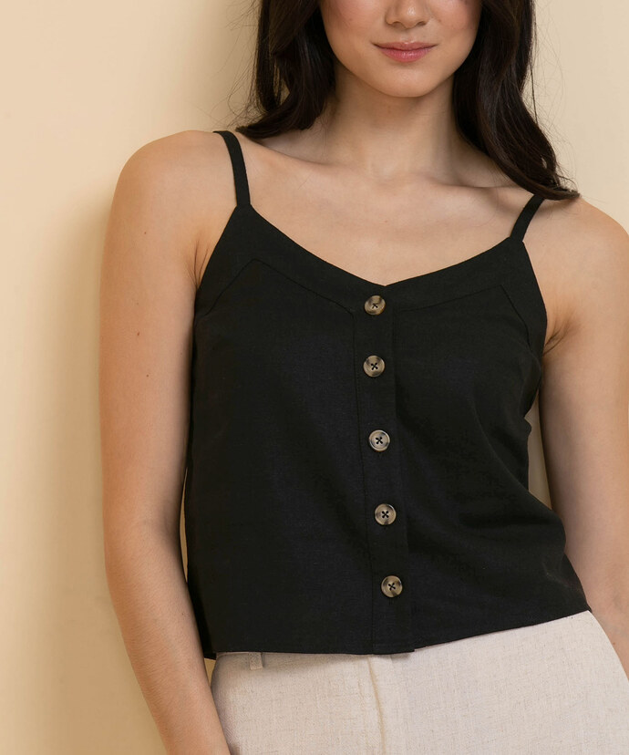 Strappy Button-Front Blouse Image 4