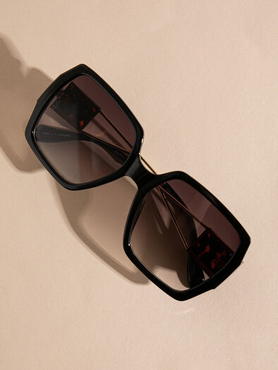 Oversized Black Frame Sunglasses, Black