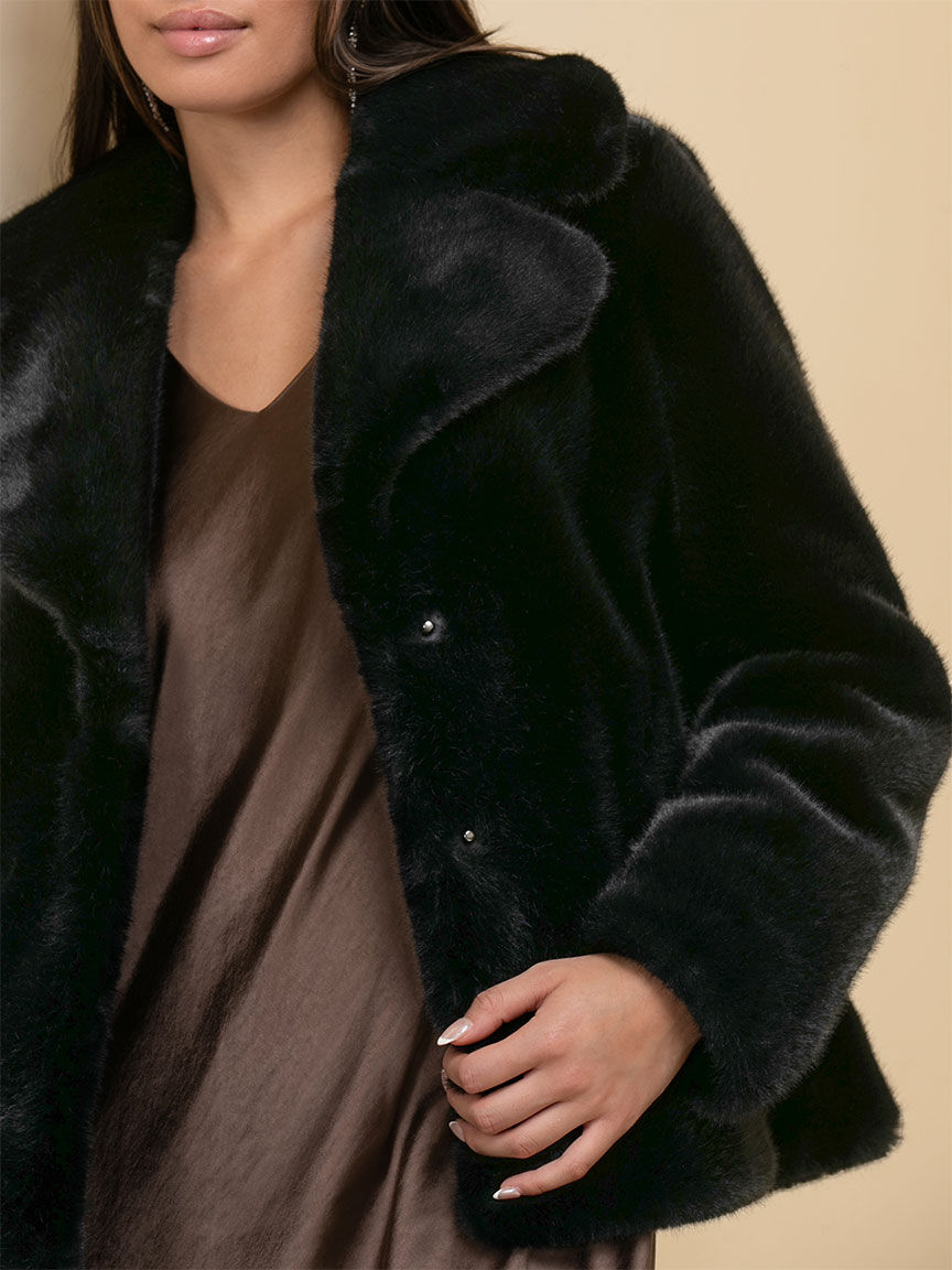 Black fur womens coat hot sale