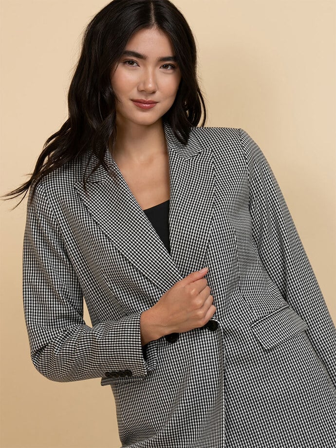 Double Breasted Mini Houndstooth Blazer Image 1