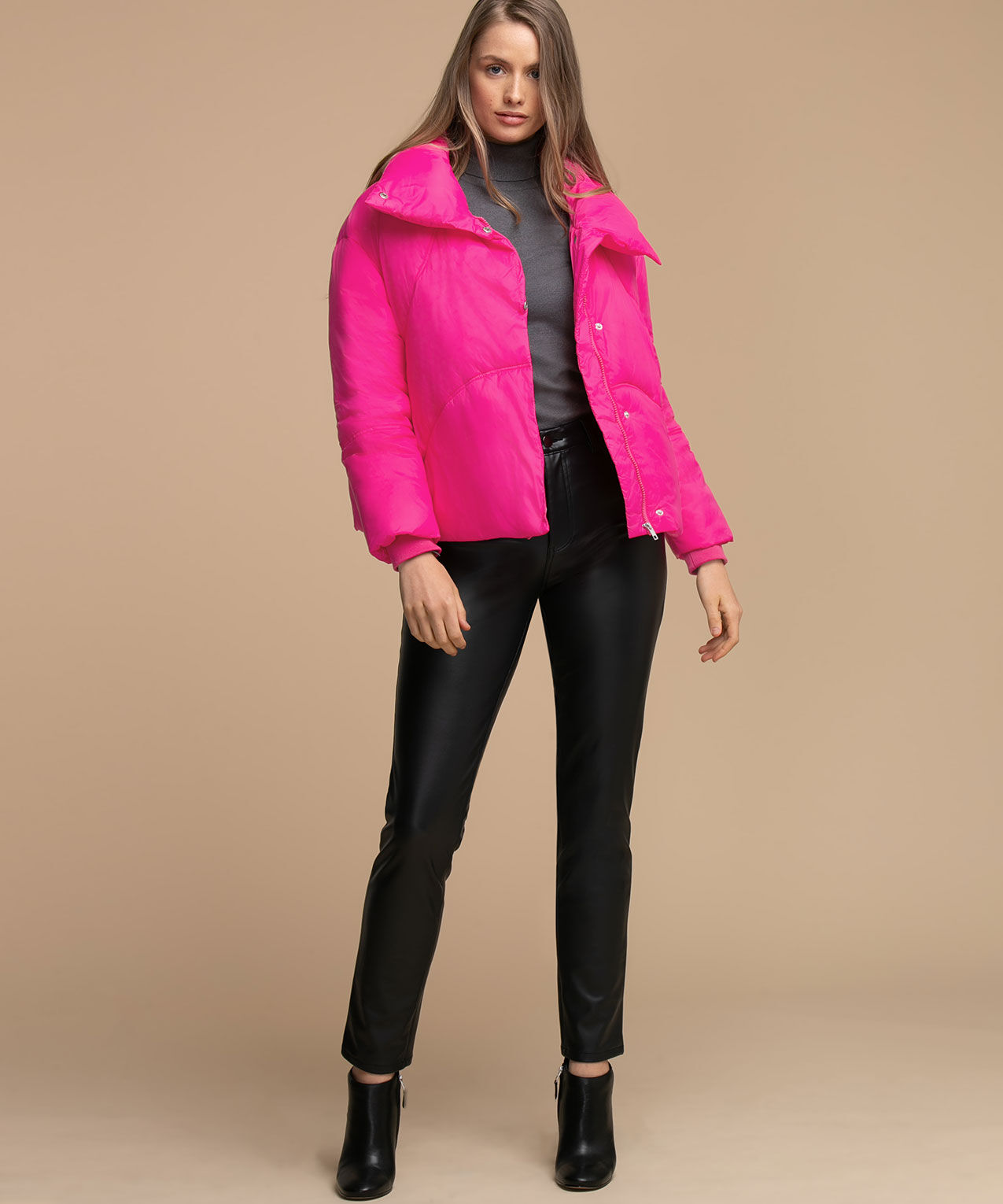 Bright pink discount puffer jacket