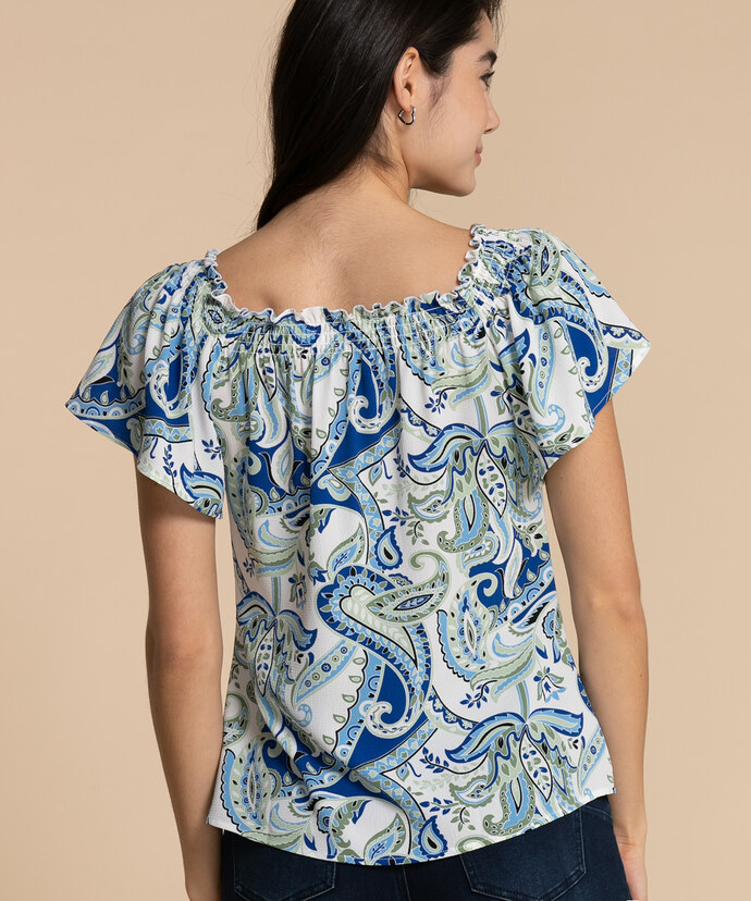 On or Off the Shoulder Top with Tied Neckline Image 4