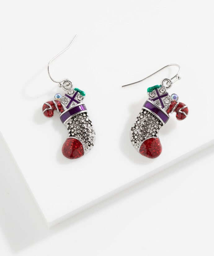 Silver Stocking Earring Image 1