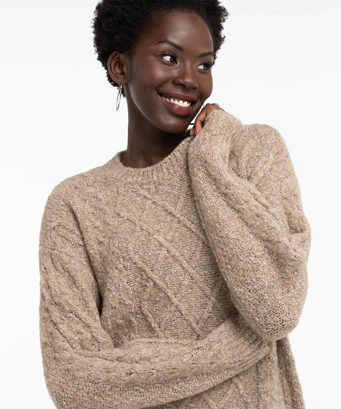 Eco-Friendly Cable Knit Tunic Sweater Image 2