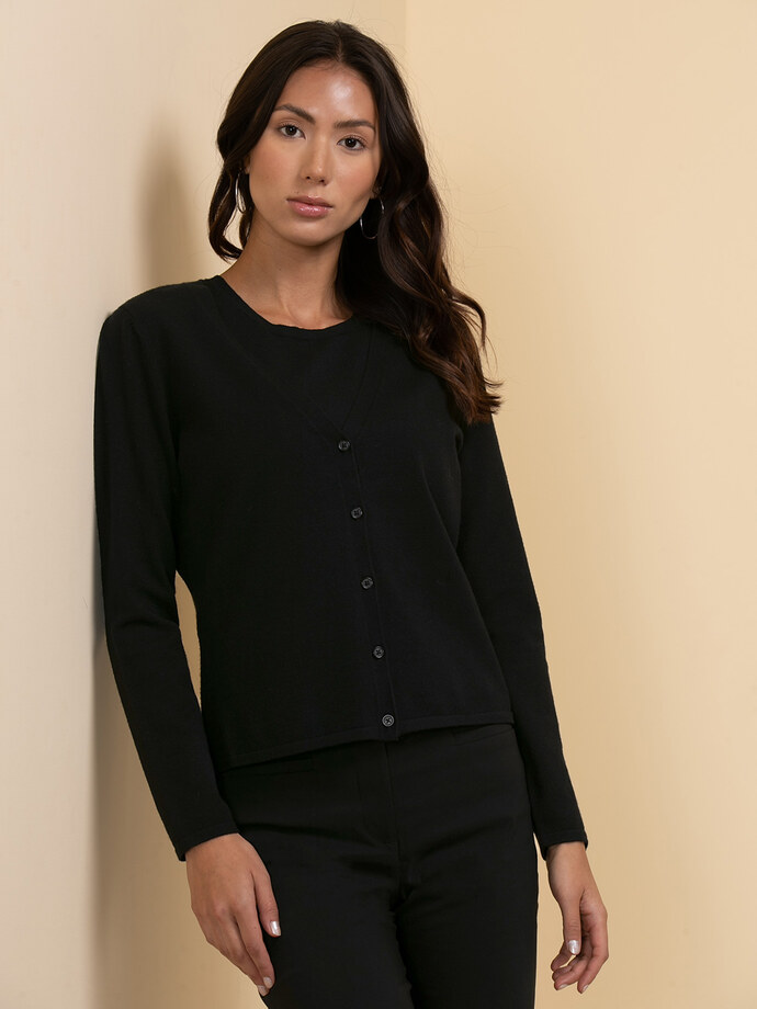 V-Neck Button Down Cardigan Image 3