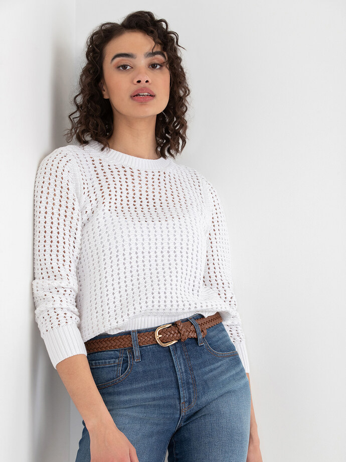 Long Sleeve Crochet Sweater Image 1