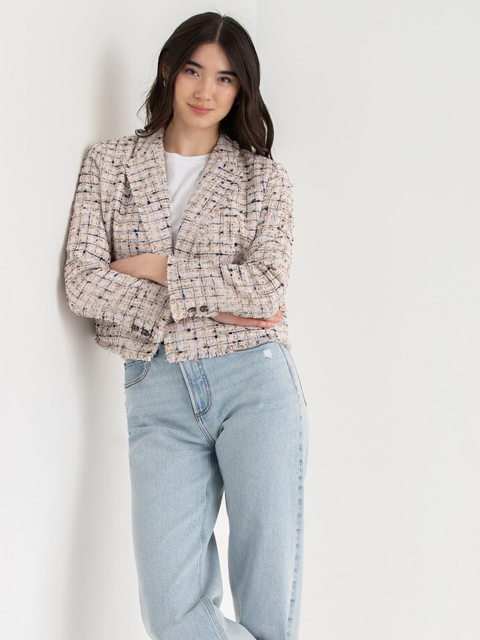 Double Button Cropped Blazer Image 6
