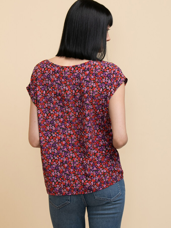 Short Sleeve Twist Front Print Blouse by Ripe Image 4