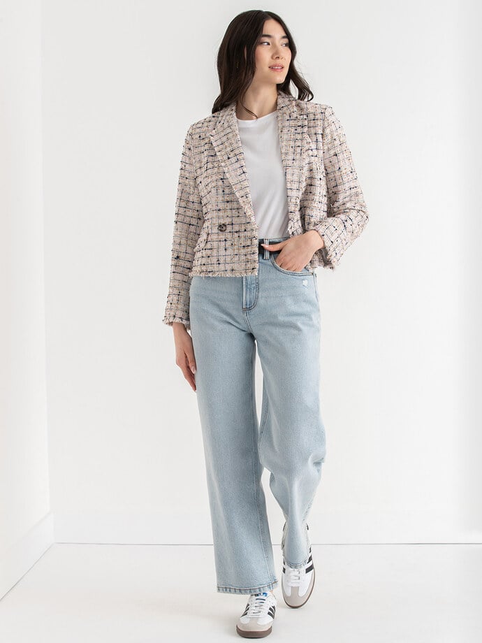 Double Button Cropped Blazer Image 1