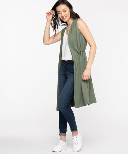 Long Cinched Waist Vest, Laurel Wreath Long Cinched Waist Vest, Laurel Wreath