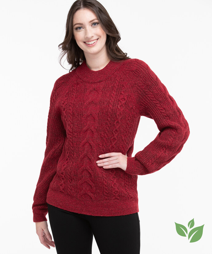 Scoop Neck Cable Knit Sweater Image 1