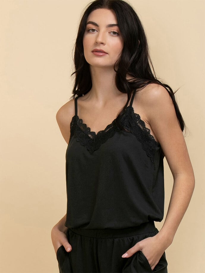 Lace Trim Cami with Crop Pant Sleepset Image 4