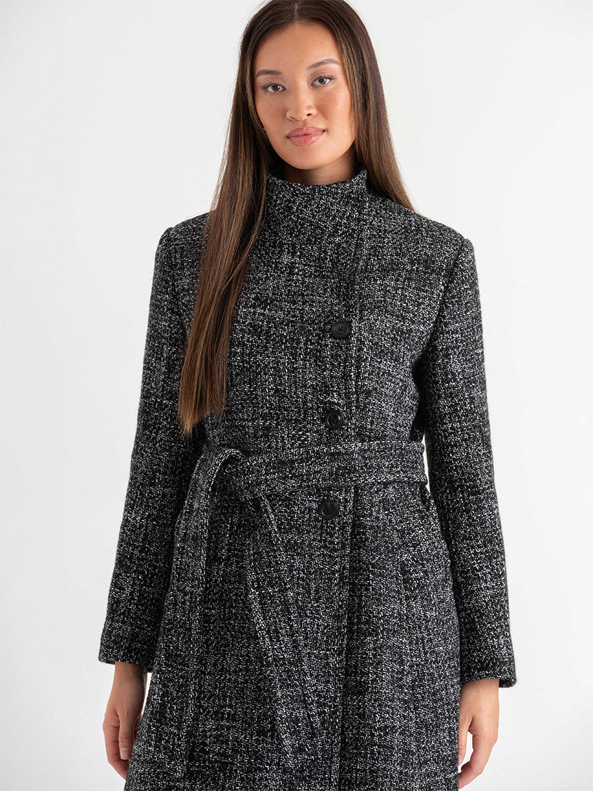 Wool Wrap Coat Ricki s Size S Black white Pattern Colour