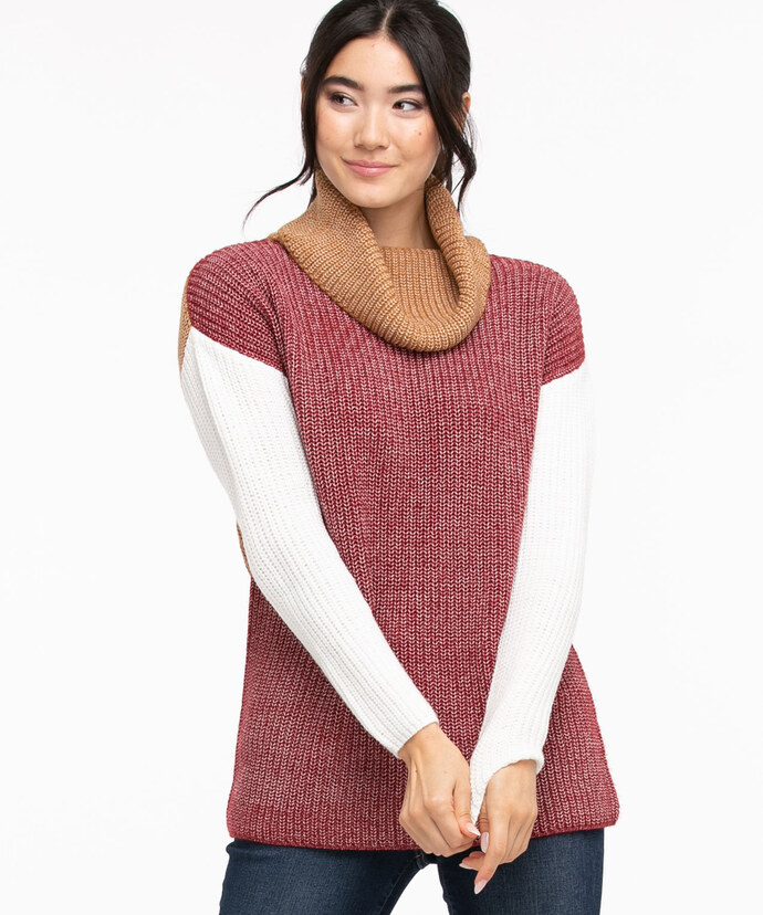Colourblock Cowl Neck Sweater Image 4