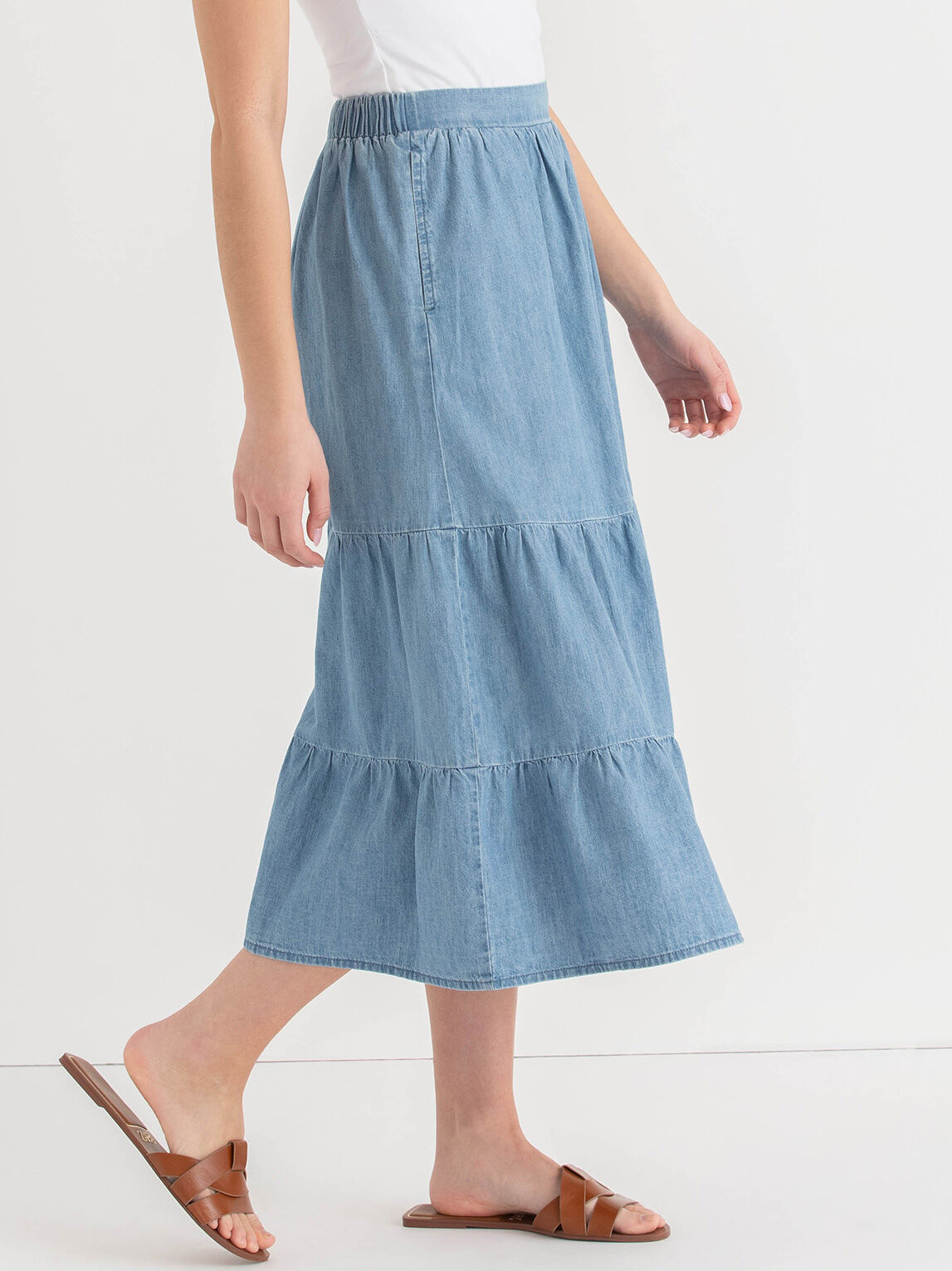 Tiered Denim Skirt Rickis