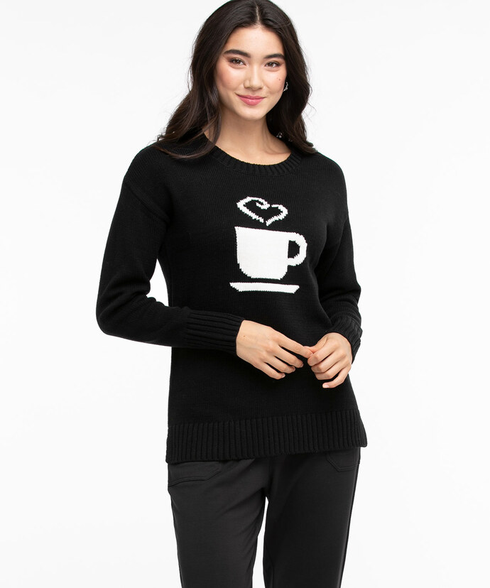 Coffee Scoop Neck Knit Sweater Image 2
