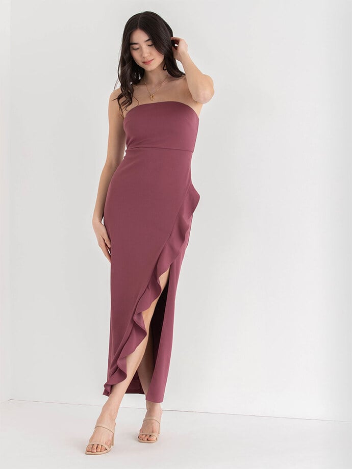 Iconic Strapless Ruffle Dress in Crepe Image 3