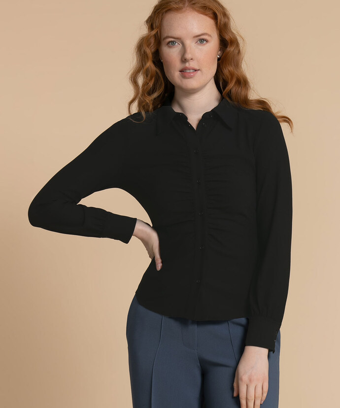 Collared Shirt with Ruched Front Image 1