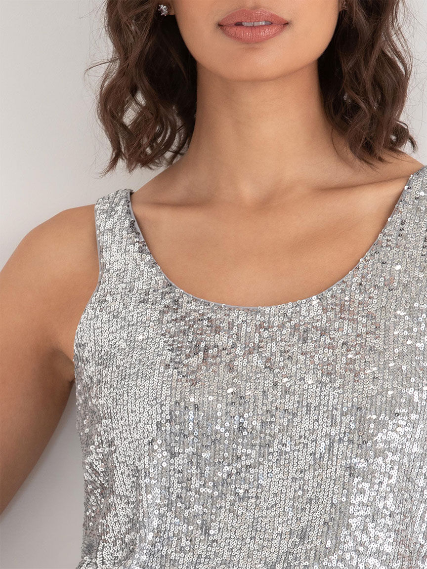 Grey sequin top hotsell